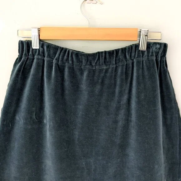 Sonia Rykel Velvet Dark Teal Stretch Pencil Skirt sz L - Picture 3 of 4